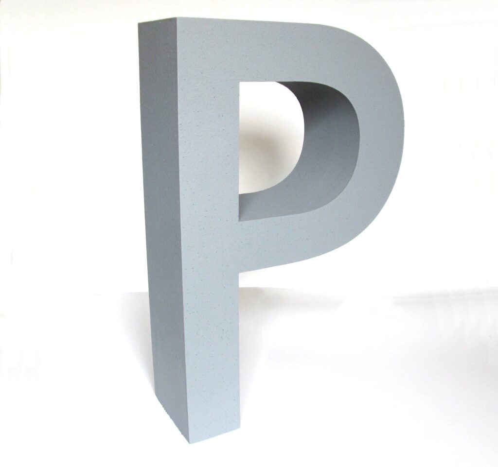 painted polystyrene letters