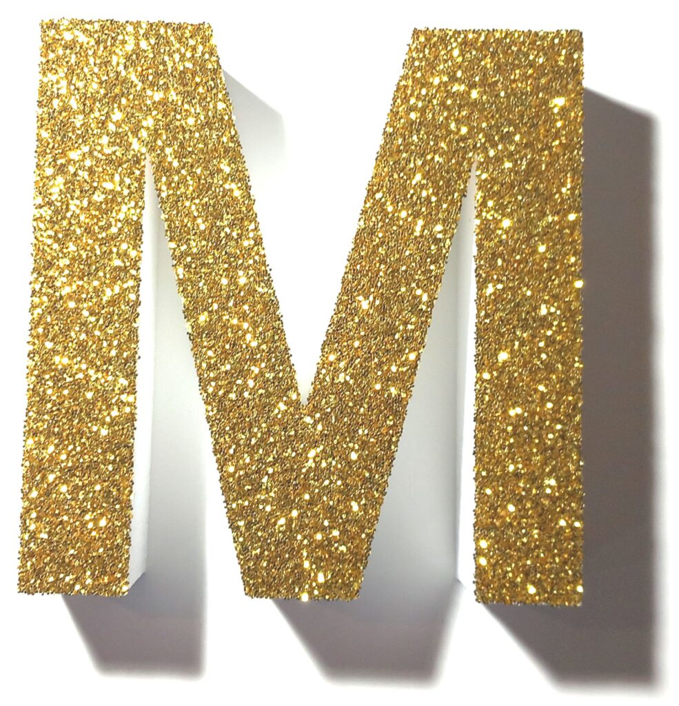 gold glitter letter M